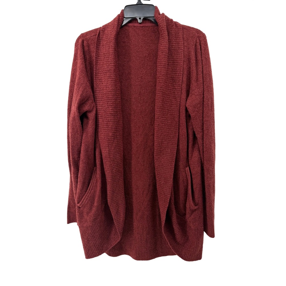 Barefoot Dreams Burgundy Open Front Longline Cardigan Sweater with Pockets L